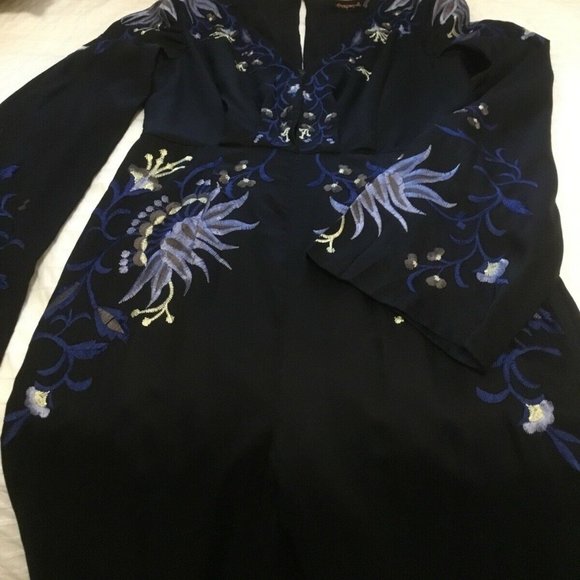 Free People Black Boho Gypsy Rose Embroidered Jumpsuit - Picture 6 of 7